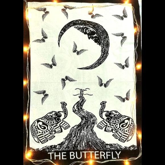 ICC Butterfly Tapestry Vintage Black And White Tapestries Aesthetic Wall